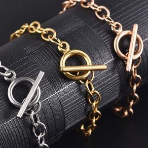 *3 COLORS*18K GOLD PLTD CHAIN LINK TOGGLE BRACELET